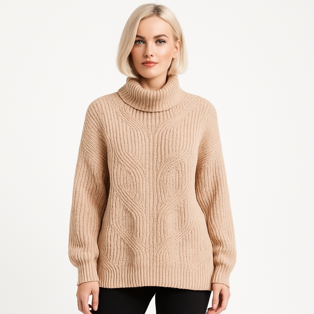 Caslon Pink Turtleneck Sweater Small Chic Cable Knit Cowl Neck New Without Tags - Picture 13 of 14
